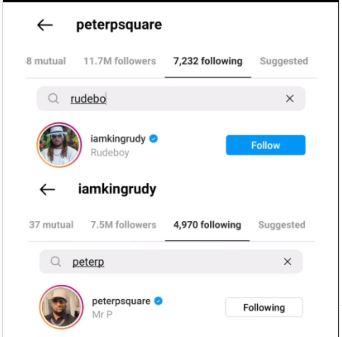 Mr. P & Rudeboy Flows Each Other On Instagram