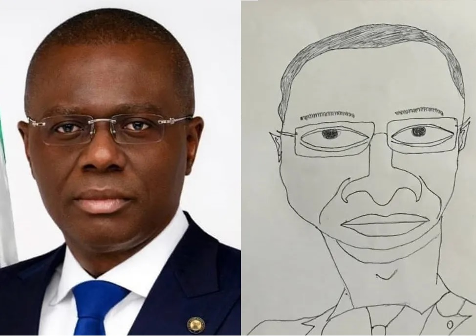 Gov. Sanwo-olu Reacts to a Rare Drawing of Him